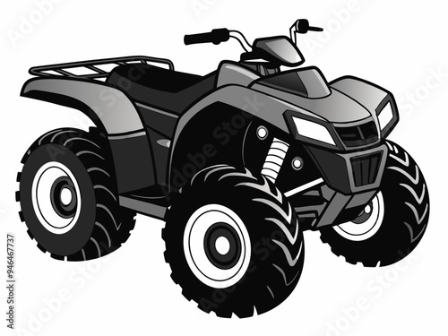 Black ATV on White Background Vector Art Illustration