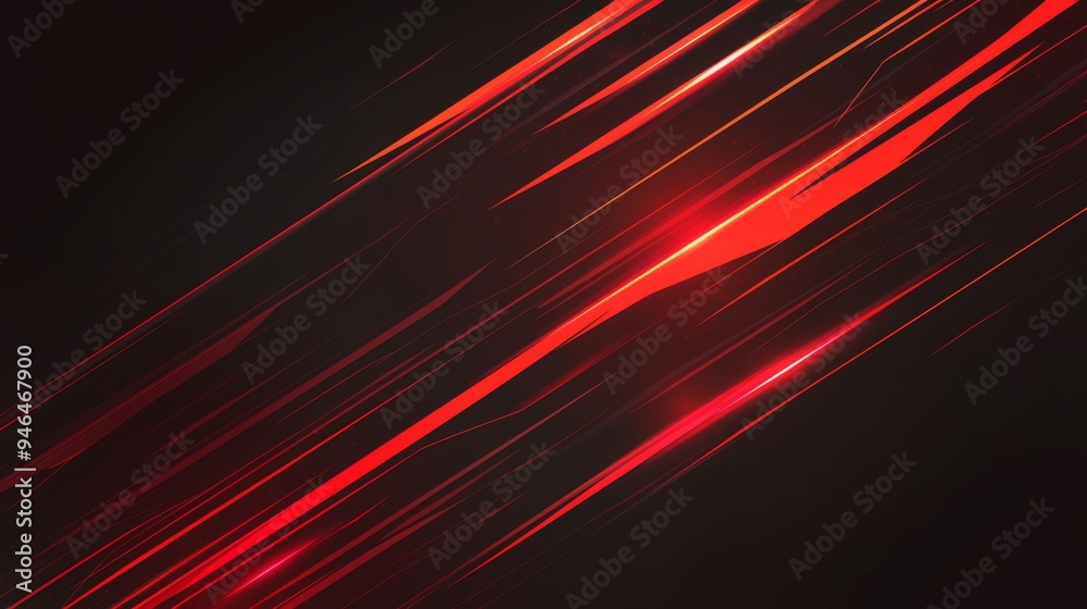 Red Glowing Light Effect on a Black Background, Bright Laser Lines in Motion Red Glowing Light Effect on a Black Background, Bright Laser Lines in Motion