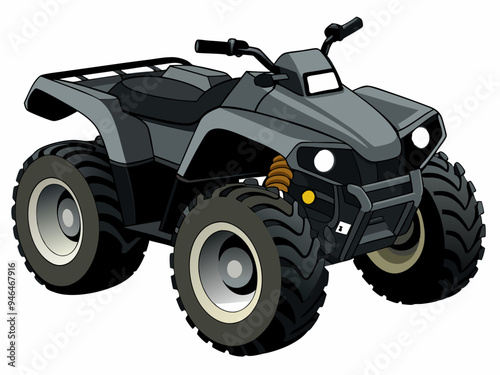 Black ATV on White Background Vector Art Illustration