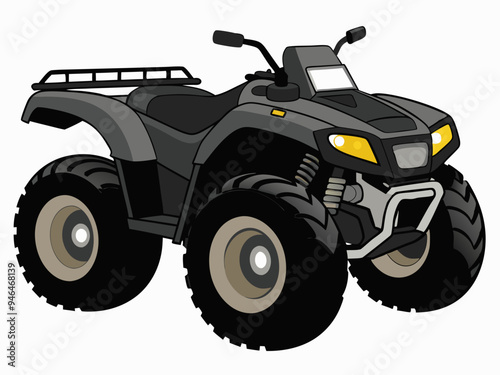 Black ATV on White Background Vector Art Illustration