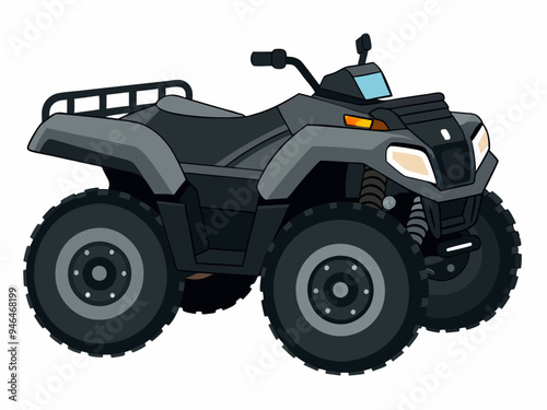 Black ATV on White Background Vector Art Illustration