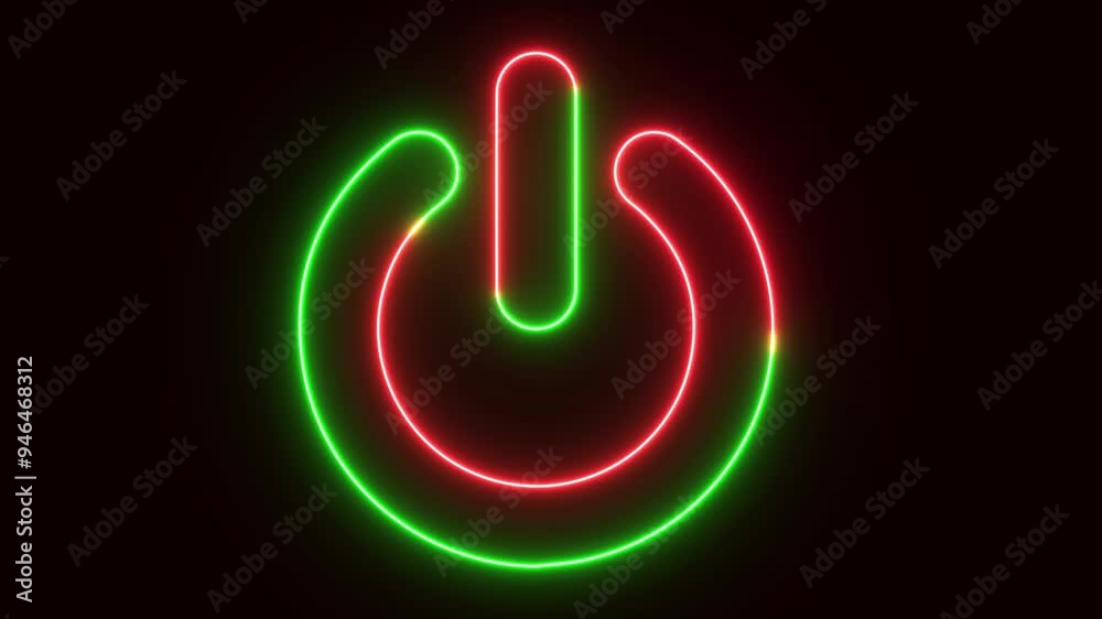 Neon power reset button sign animation.