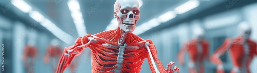 Φωτογραφία Surreal depiction of sport injury recovery, where pain is represented as digital fractures, and mobility is enhanced by biomechanical limbs