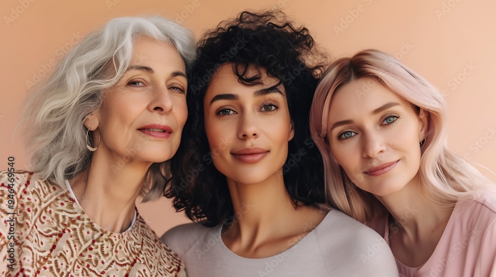 Obraz premium women of different generations and different nationalities looking at camera : Generative AI
