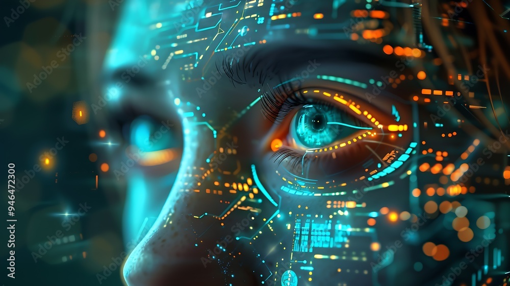 Neat technological art fusion futurism new reality man and artificial intelligence : Generative AI Neat technological art fusion futurism new reality man and artificial intelligence : Generative AI