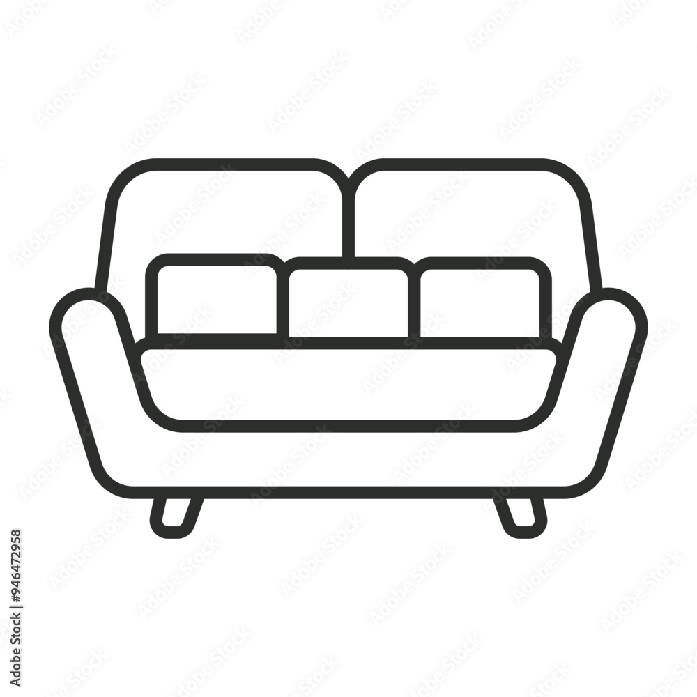 Sofa icon, Furniture symbol outline icon, editable vector illustration and transparent graphic element. Isolated on white background Sofa icon, Furniture symbol outline icon, editable vector illustration and transparent graphic element. Isolated on white background