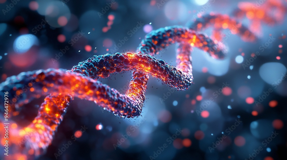 3D model of the triple-helical collagen structure, essential for understanding tissue elasticity and repair 3D model of the triple-helical collagen structure, essential for understanding tissue elasticity and repair