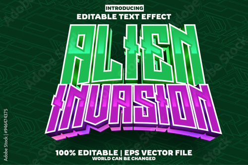 Alien invasion new editable text effect in new modern trend style