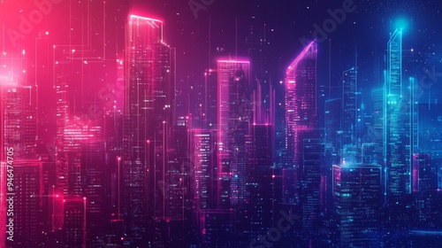  Urban Architecture with Neon Light Effects and Futuristic Cityscape Design