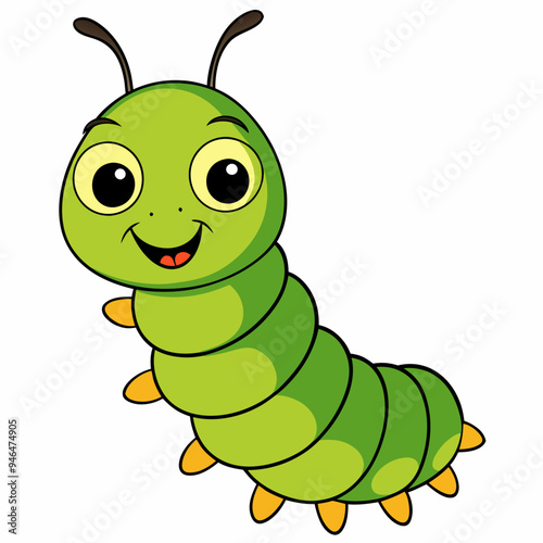 Cute Cartoon Caterpillar - Funny Animal Clipart Vector on White Background