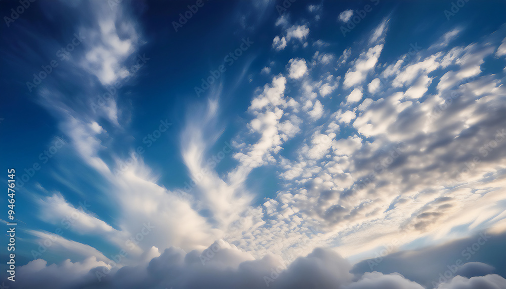 Obraz premium Blue clear sky with big clouds Background 