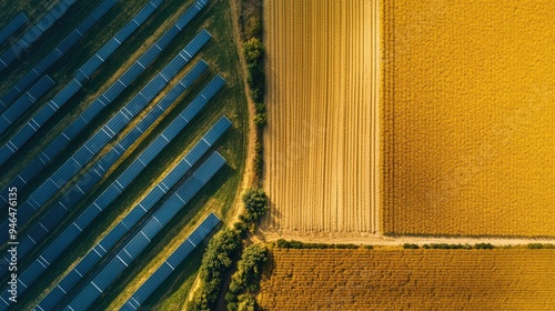 A solar farm in the countryside, representing renewable energy for a net zero future.