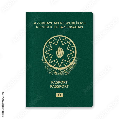 Azerbaijan Passport Cover with Gold Emblem and Text