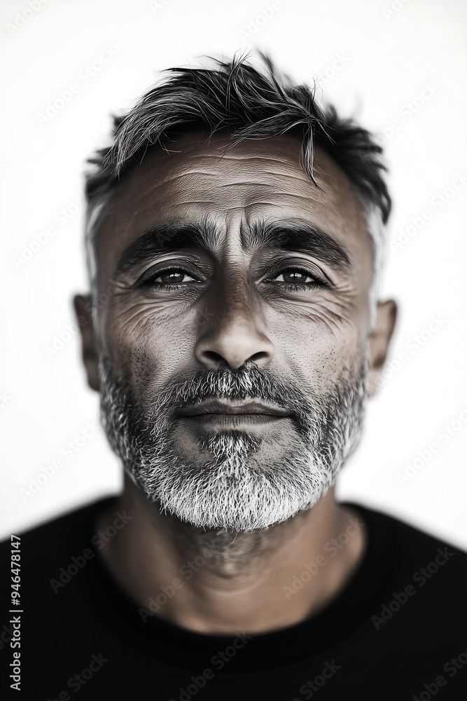Portrait of a mature man with expressive facial features