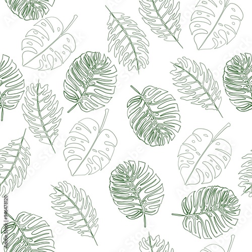 abstract pattern with botanical monstera design