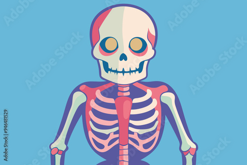 Skeleton, watercolor clipart illustration with isolated background.
