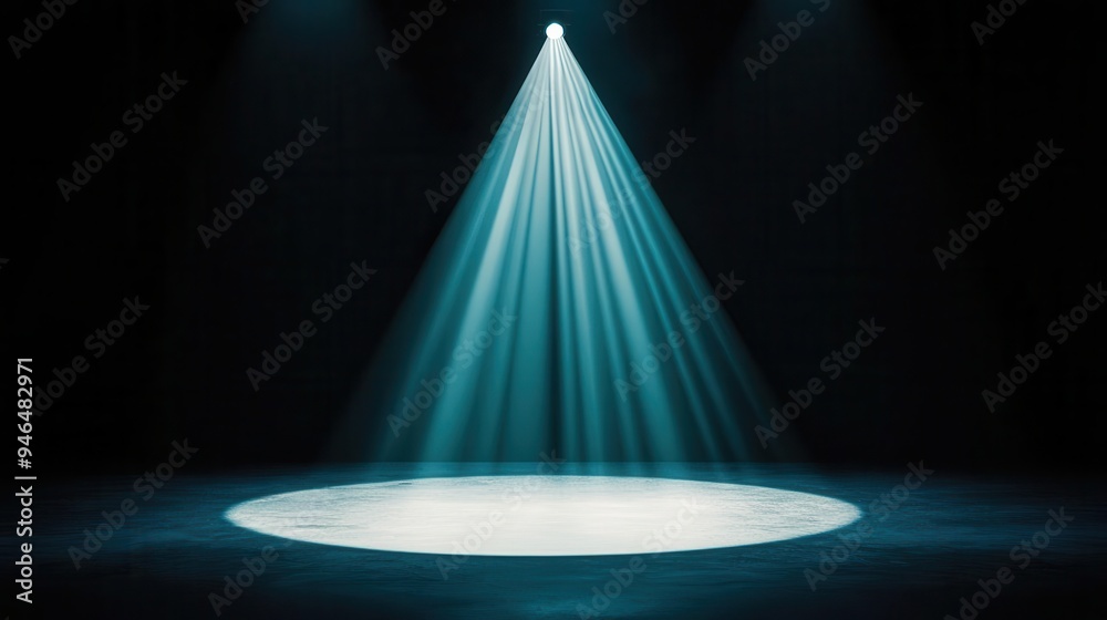 Soft spotlight illuminating a single point on stage, dark surroundings ...