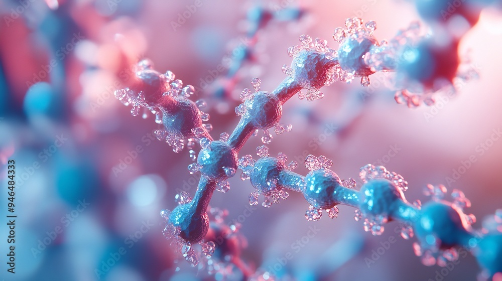 Close-up 3D model of the collagen molecule, showing the intricate triple-helical arrangement of its strands Close-up 3D model of the collagen molecule, showing the intricate triple-helical arrangement of its strands