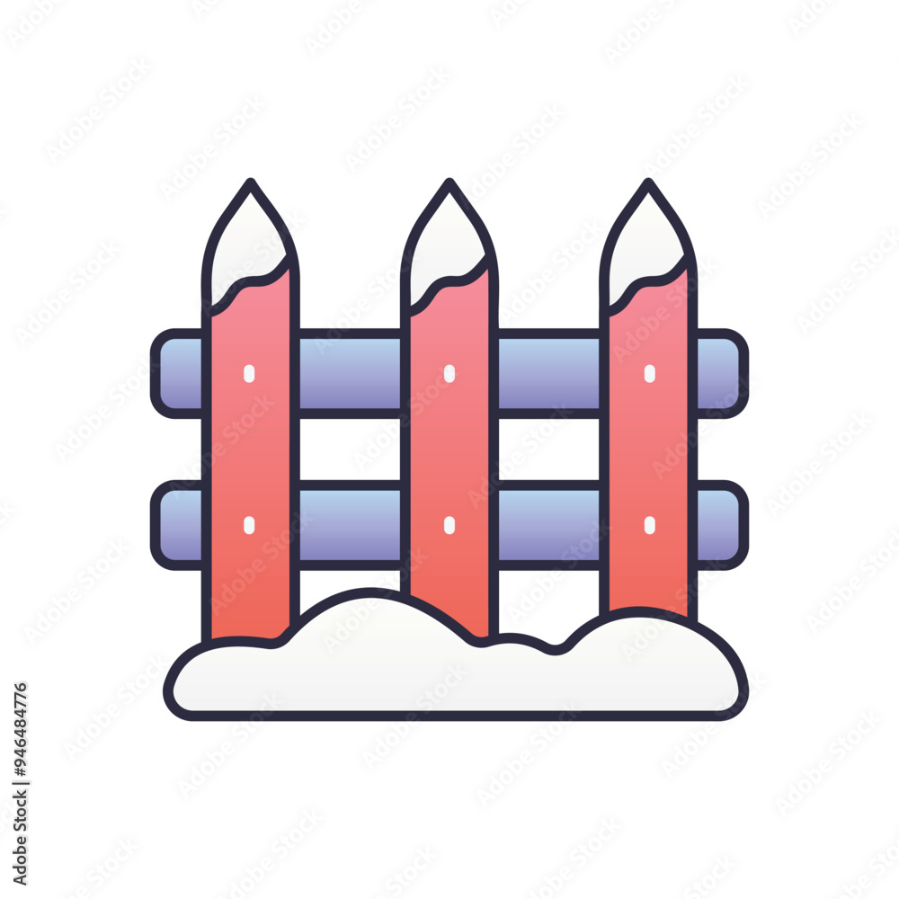 Snowy Fence vector icon Snowy Fence vector icon