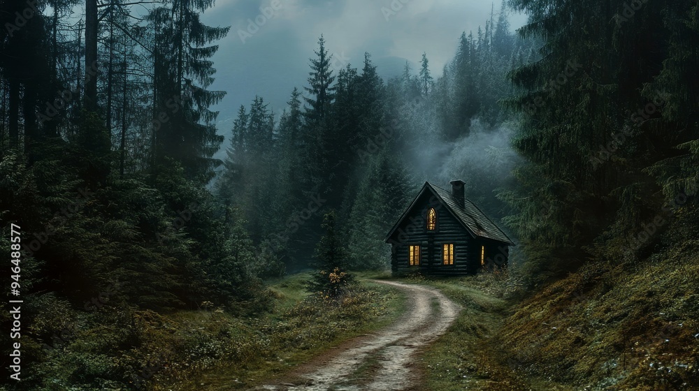 Enchanted Path: Discovering the Secluded Cabin in Pine Forest Magic Enchanted Path: Discovering the Secluded Cabin in Pine Forest Magic