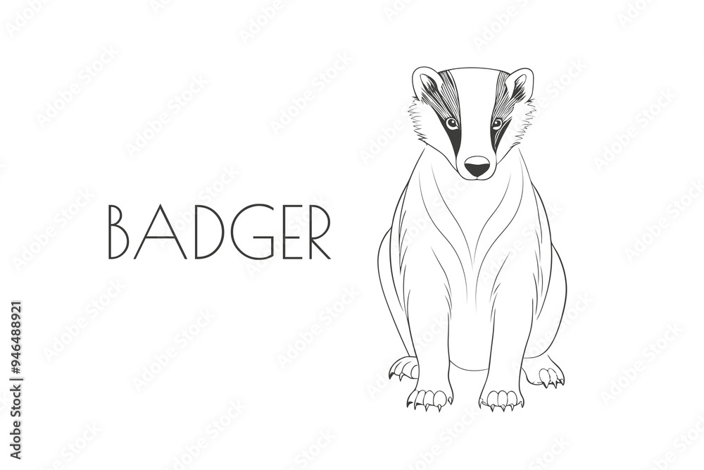 Illustration of a Animal - Badger, Mammalia Illustration of a Animal - Badger, Mammalia