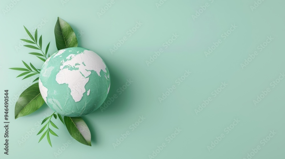 A modern and minimalist green globe design, perfect for projects related to sustainability, eco-friendly practices, and global initiatives. The image provides ample copy space for adding text or