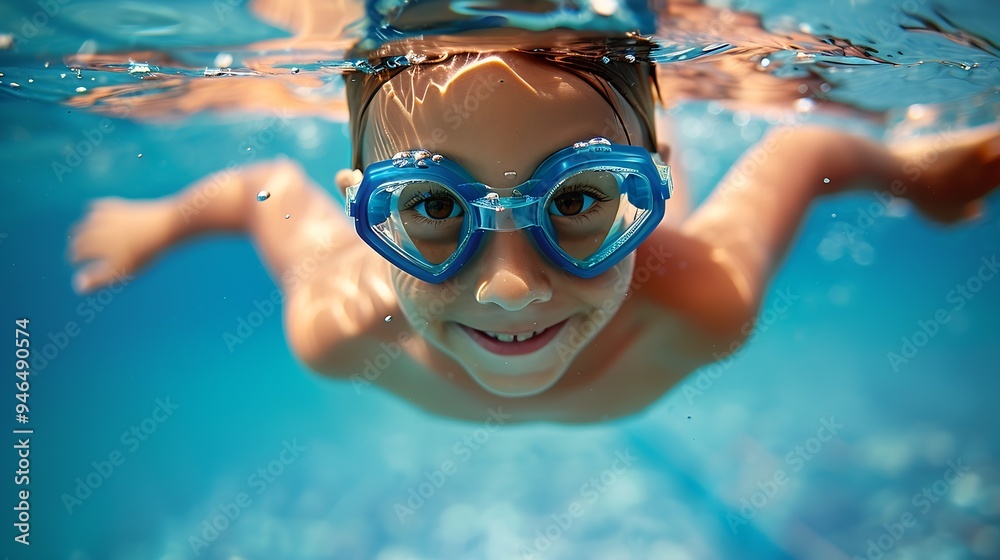 Naklejka premium hildren swimming in the pool : Generative AI