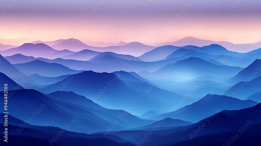 Fototapeta premium Blue Mountain Range at Sunset