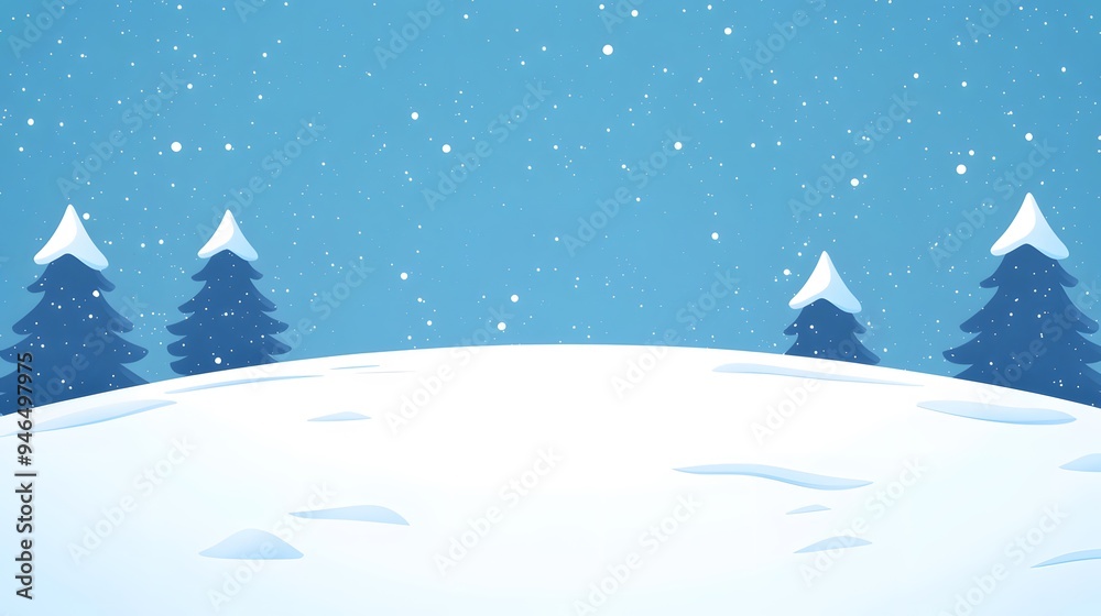 Snowy Landscape with Pine Trees and Falling Snow Snowy Landscape with Pine Trees and Falling Snow