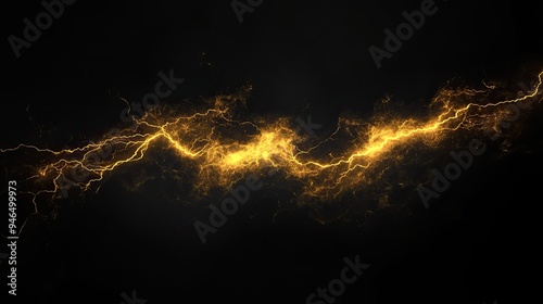Yellow lightning bolt on black background. Light effect