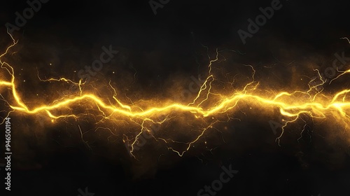 Yellow lightning bolt on black background. Light effect