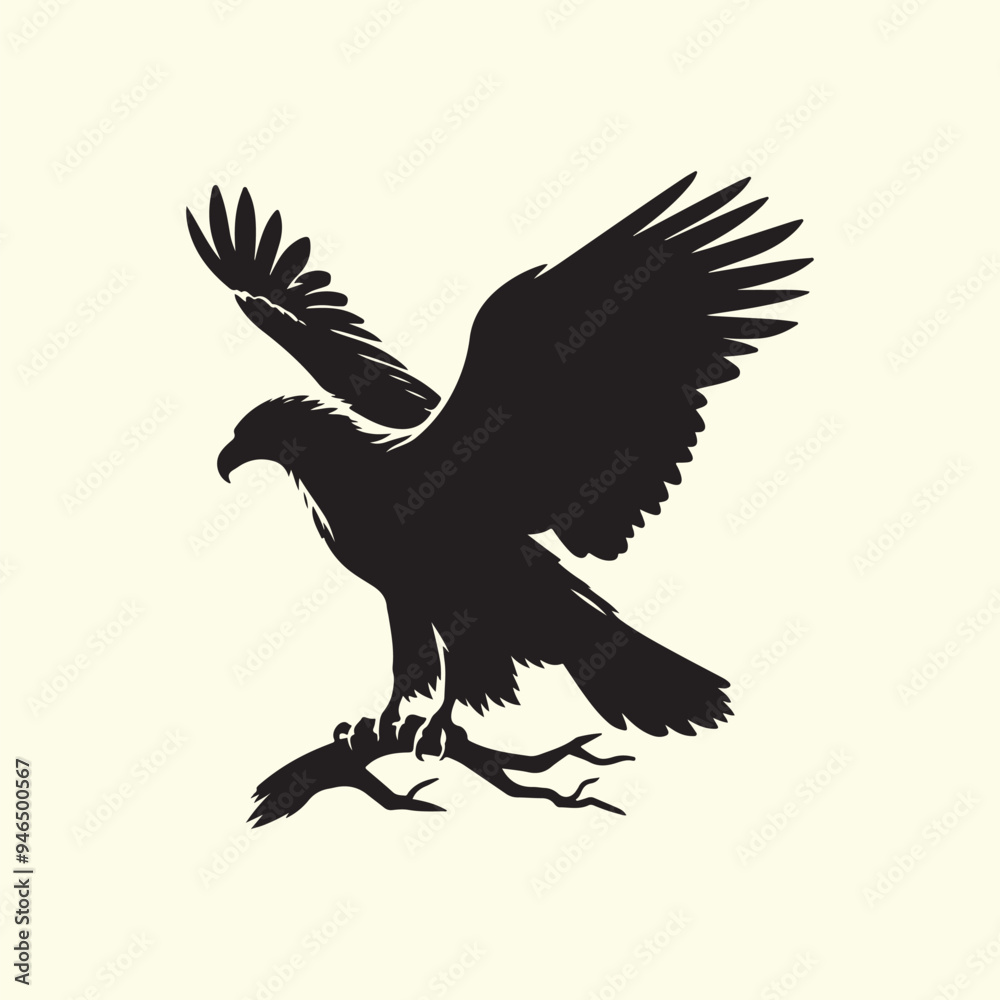 Obraz premium Editable Black Eagle Silhouette Design in Vector Format on a Transparent Background