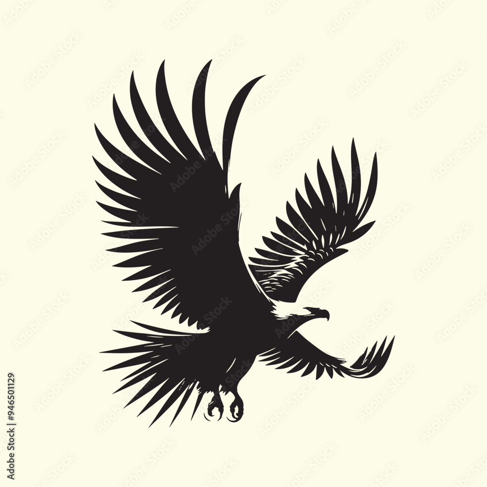 Fototapeta premium Editable Black Eagle Silhouette Design in Vector Format on a Transparent Background