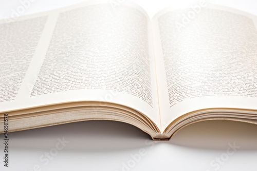 Close-up of an open book page with visible text and a slight curl at the edges, showcasing fine print and a delicate texture of the paper