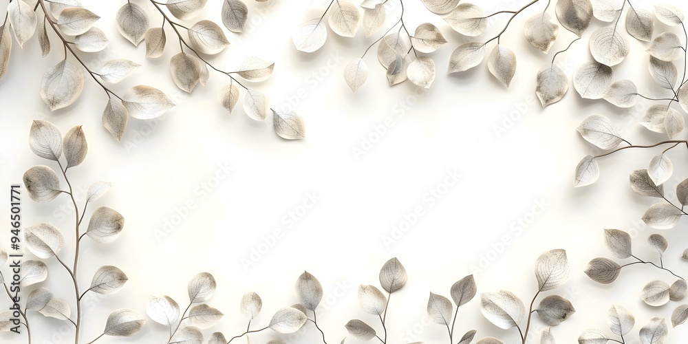 Delicate Vine Line Frame with Subtle Leaf Accents for Nature Themed Projects