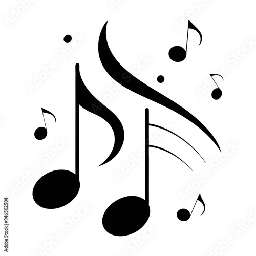 Musical background with notes. Flying music notes. Song notation in flat design. Vector illustration.