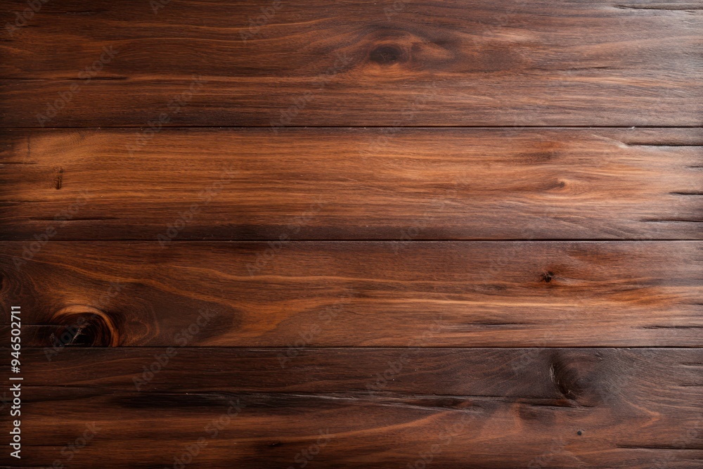 Fototapeta premium Dark walnut wood panel with deep grooves and a natural, rough texture
