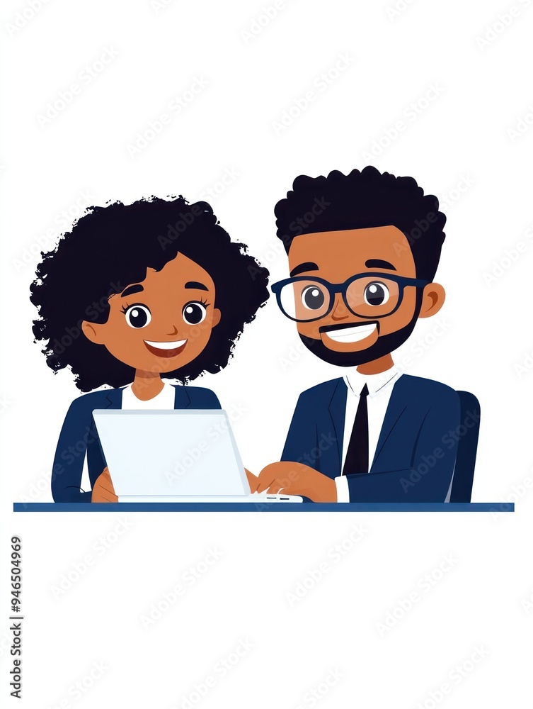 A friendly discussion between two business partners in a home office, exploring loan possibilities on a computer A friendly discussion between two business partners in a home office, exploring loan possibilities on a computer