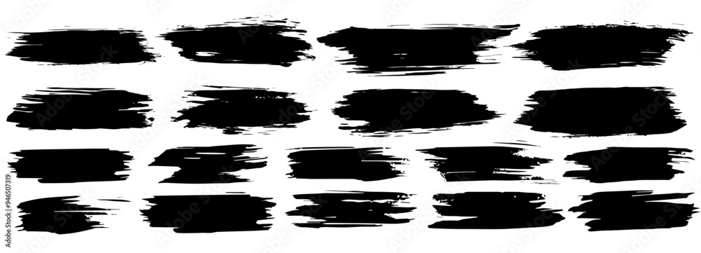 Set of black brush strokes. Hand drawn ink spots isolated on white background. Vector Stock illustration. Isolated on a white background. Set of black brush strokes. Hand drawn ink spots isolated on white background. Vector Stock illustration. Isolated on a white background.