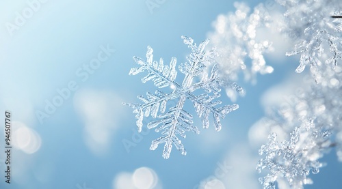 Sparkling Winter Wonderland: Close-up of Snowflakes