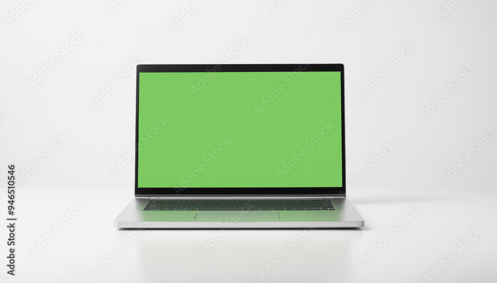 laptop on white background and green screen laptop on white background and green screen