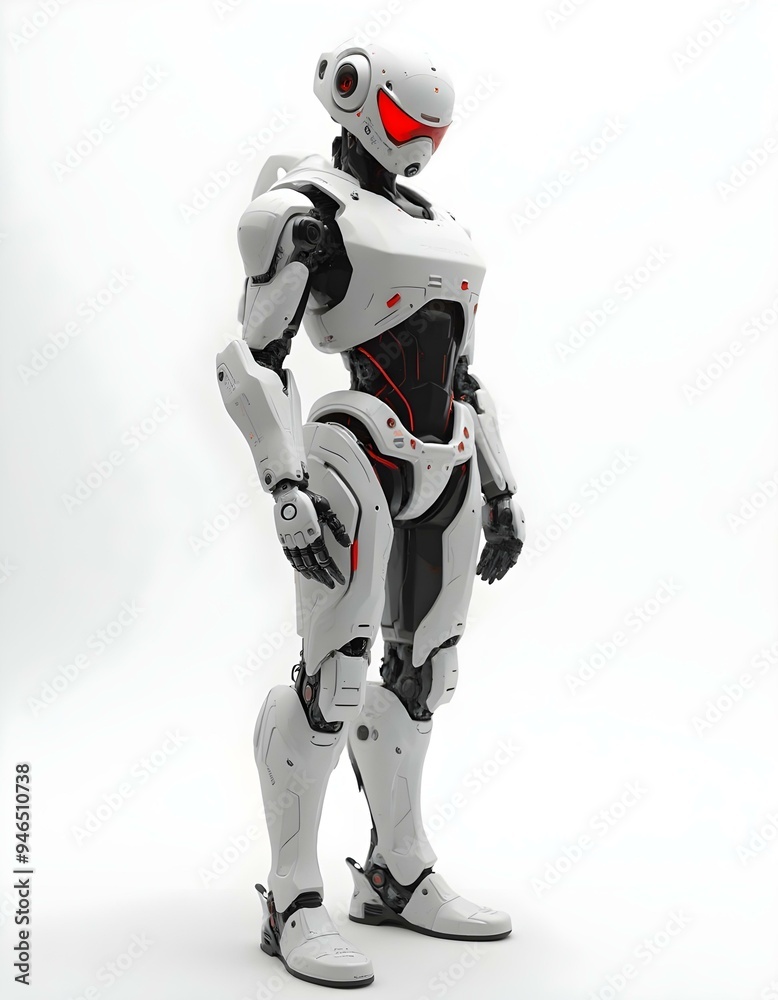 cyborg with phone, robot holding smartphone in hand, white background cyborg with phone, robot holding smartphone in hand, white background