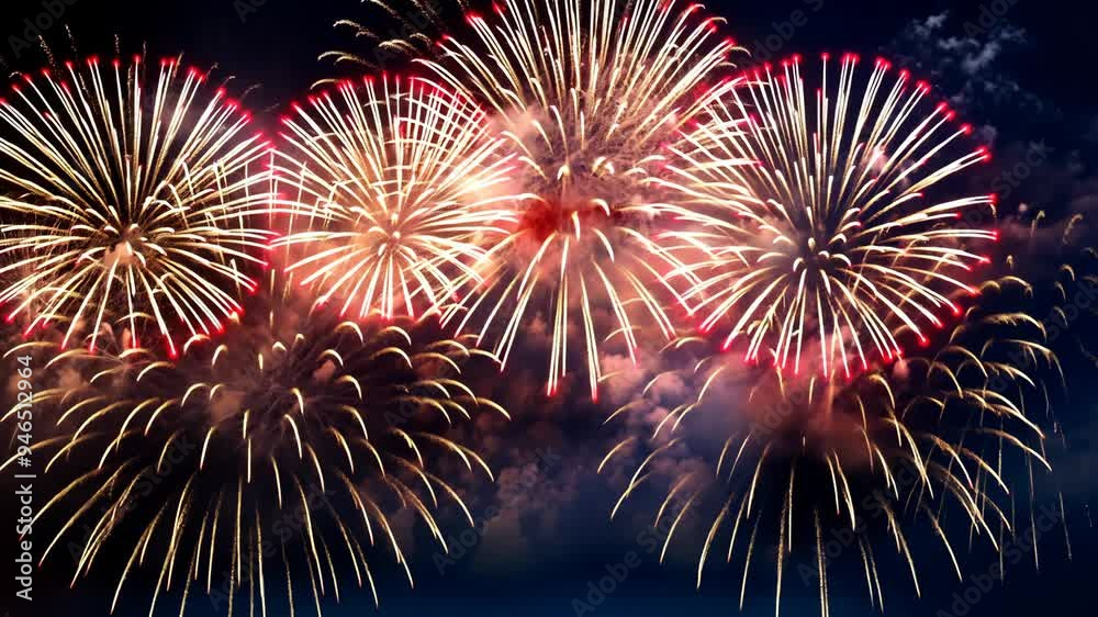 Spectacular fireworks display lighting up the night sky with brilliant colors, celebrating an event or holiday.

