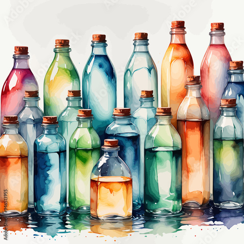 Bottle Ilustration Painting Background Very Cool
