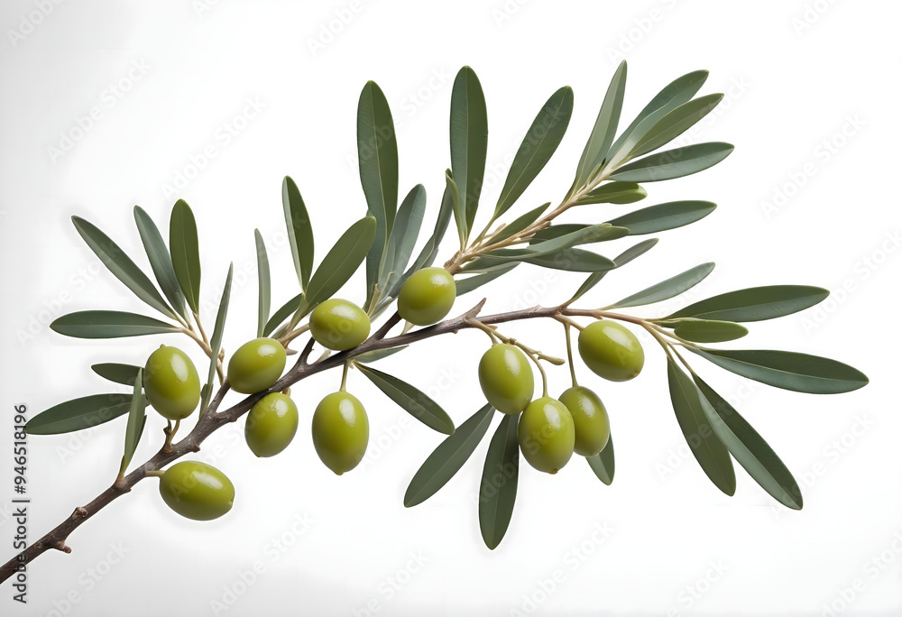 Concept photo of an olive branch on white background with space for text Concept photo of an olive branch on white background with space for text