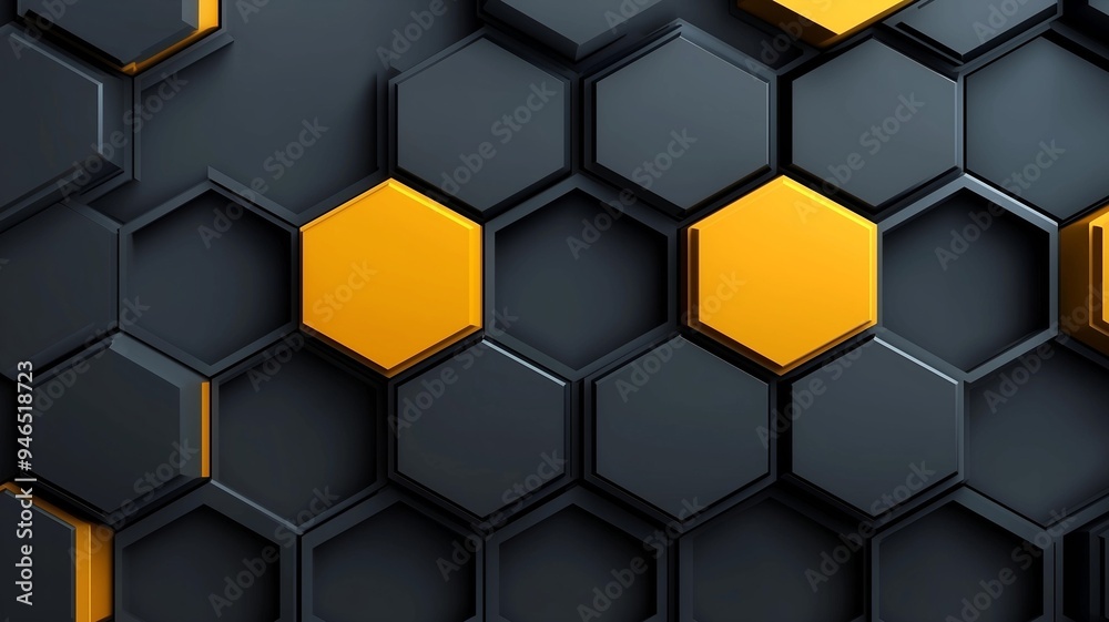 3d hexagonal abstract pattern background with black and yellow color 3d hexagonal abstract pattern background with black and yellow color
