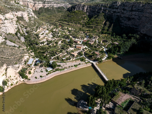 view of landscape of river huang he in shanxi