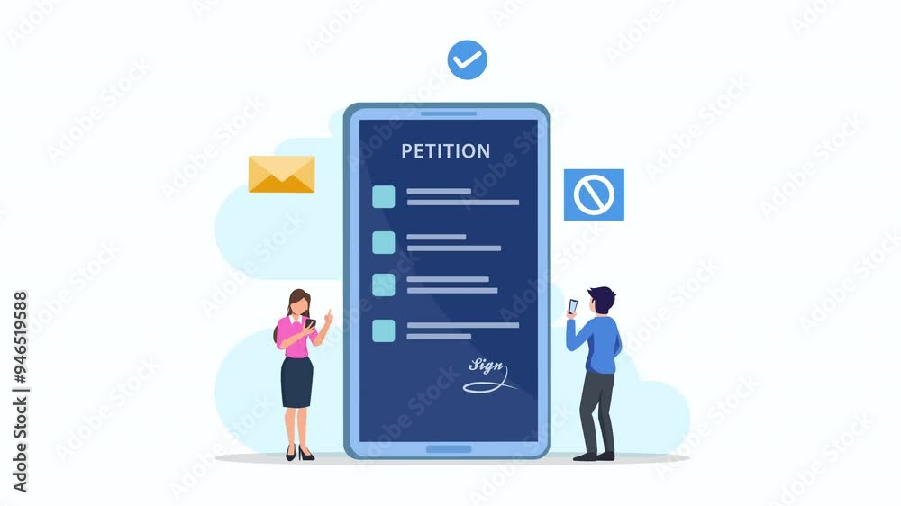 Petition form concept. People signing and spreading petition or complaint. 2d video animation 4k clip Petition form concept. People signing and spreading petition or complaint. 2d video animation 4k clip