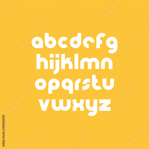 Abstract rounded lowercase font. Latin alphabet letters. Vector illustration