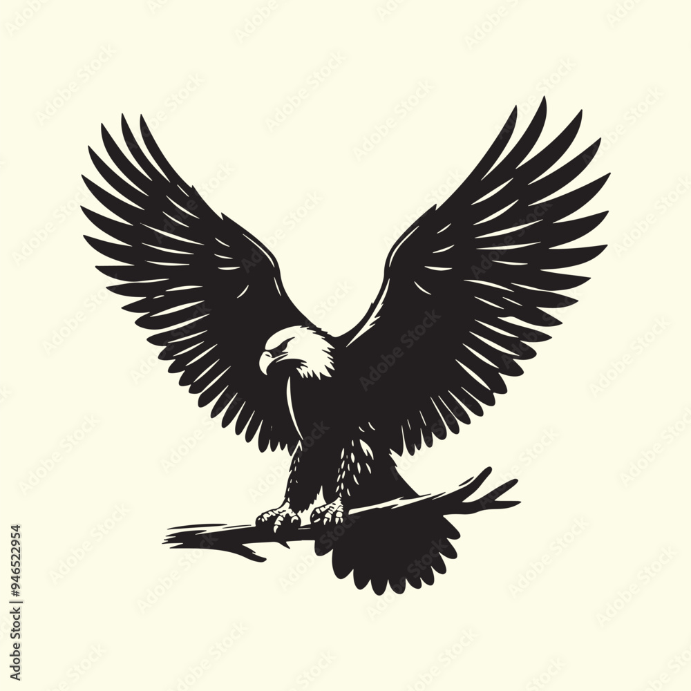 Obraz premium Editable Black Eagle Silhouette Design in Vector Format on Transparent Background